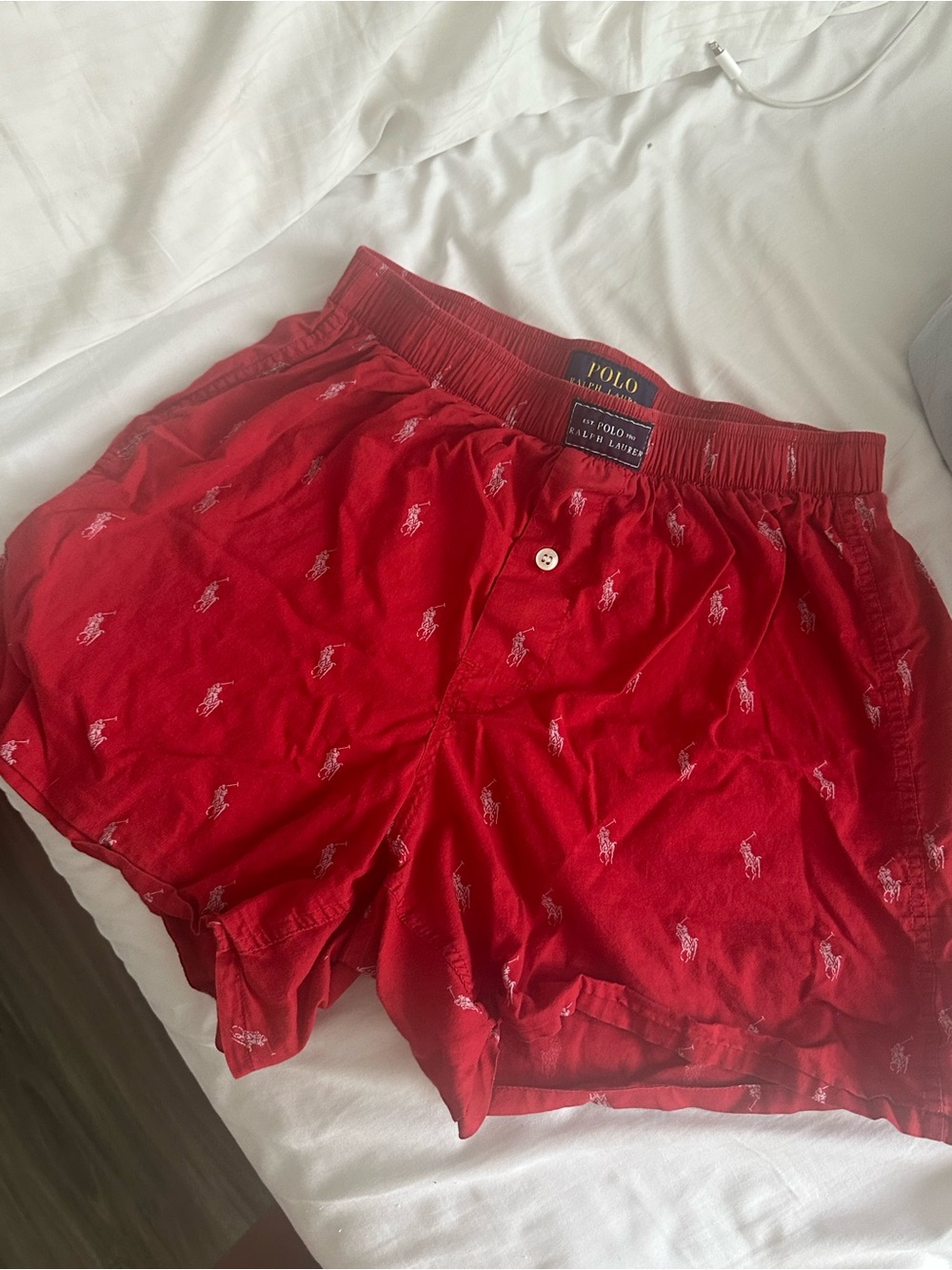 Ralph Lauren Red Cotton Embroidered Polo Shorts